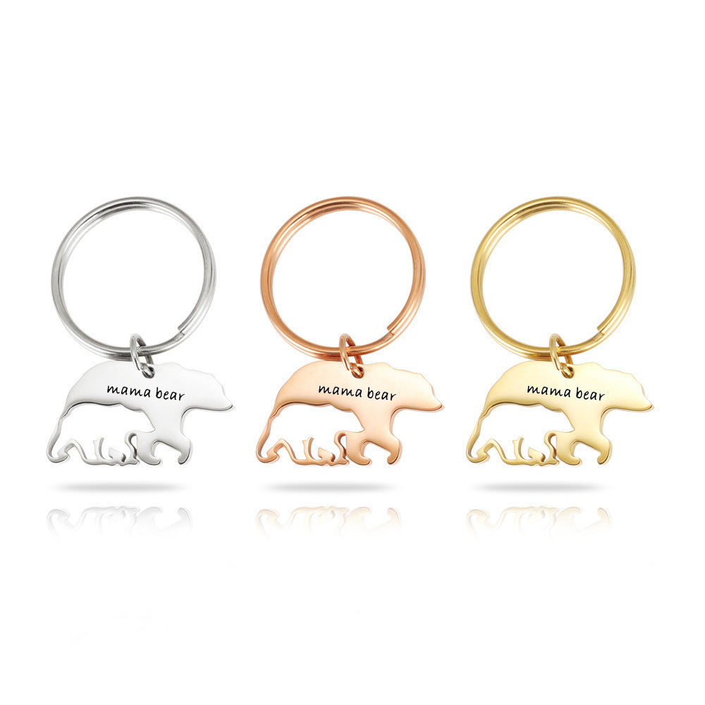 Stainless Steel Keychain Mama Bear